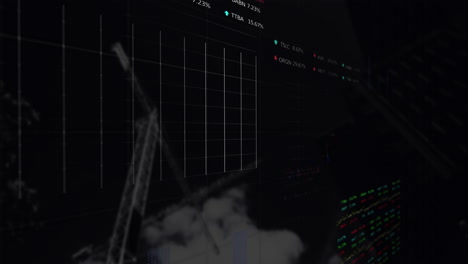 Animación-Del-Procesamiento-De-Datos-Financieros-Sobre-Grúas-Y-Nubes