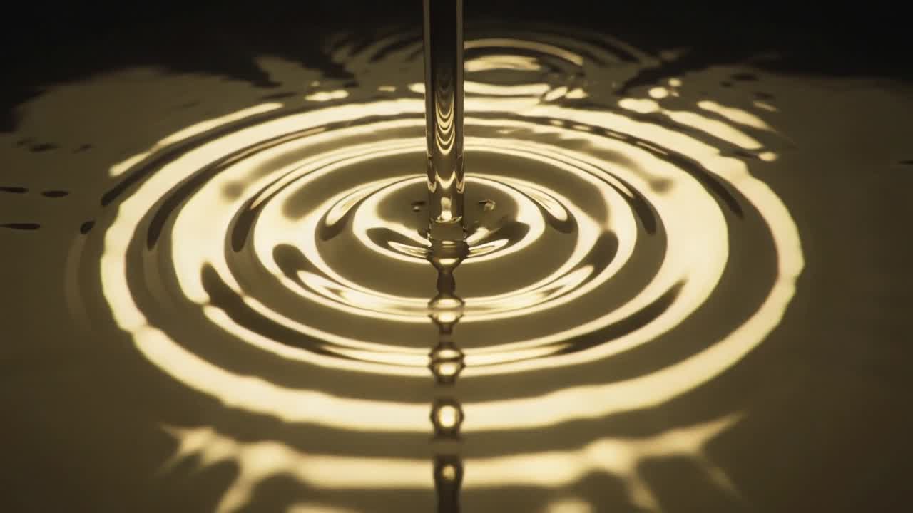 Vertical video: Nozzle sending stream hitting lab pool forming drops and making ripples for study