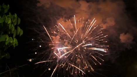 bonitos fuegos artificiales en la noche. rendimiento celebracion
