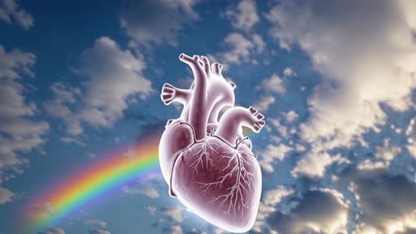 heart in the sky with rainbow