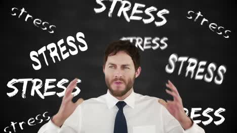 stressed businessman with hands on head