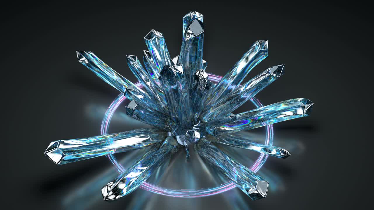 Druse of raw crystals 3D render seamless loop animation