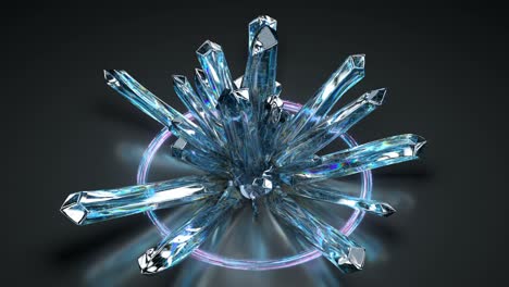 druse of raw crystals 3d render seamless loop animation