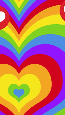 animación de corazones cayendo sobre el arco iris