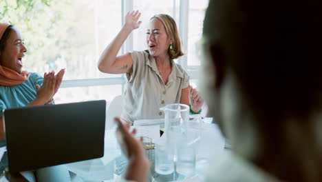 collaboration, winner or high five with a business