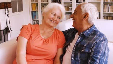 Senior-couple-relaxing-on-sofa-in-living-room