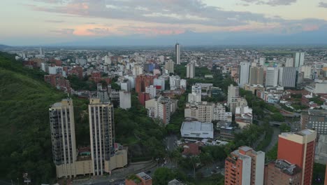 Aerial-View-of-Western-Cali,-Centenario-and-El-Penon-Neighborhood,-Colombia