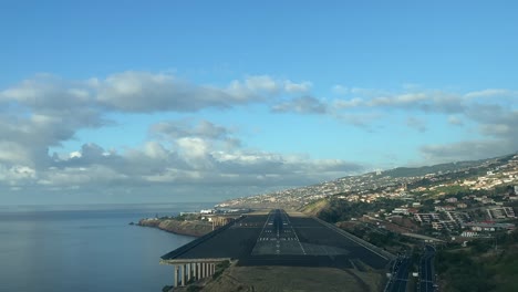 landing at funchal airport, madeira island