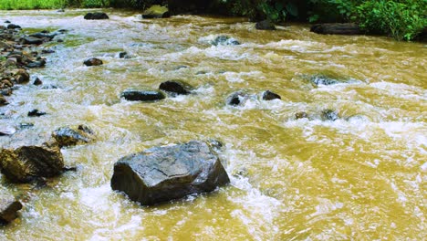 ein großer, schnell fließender fluss fällt über riesige felsen durch den regenwald in afrika