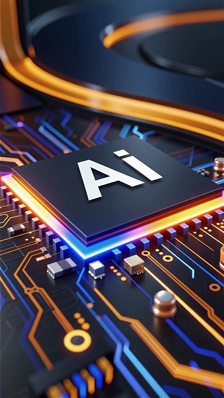 Futuristic AI Chip Motherboard Technology Background