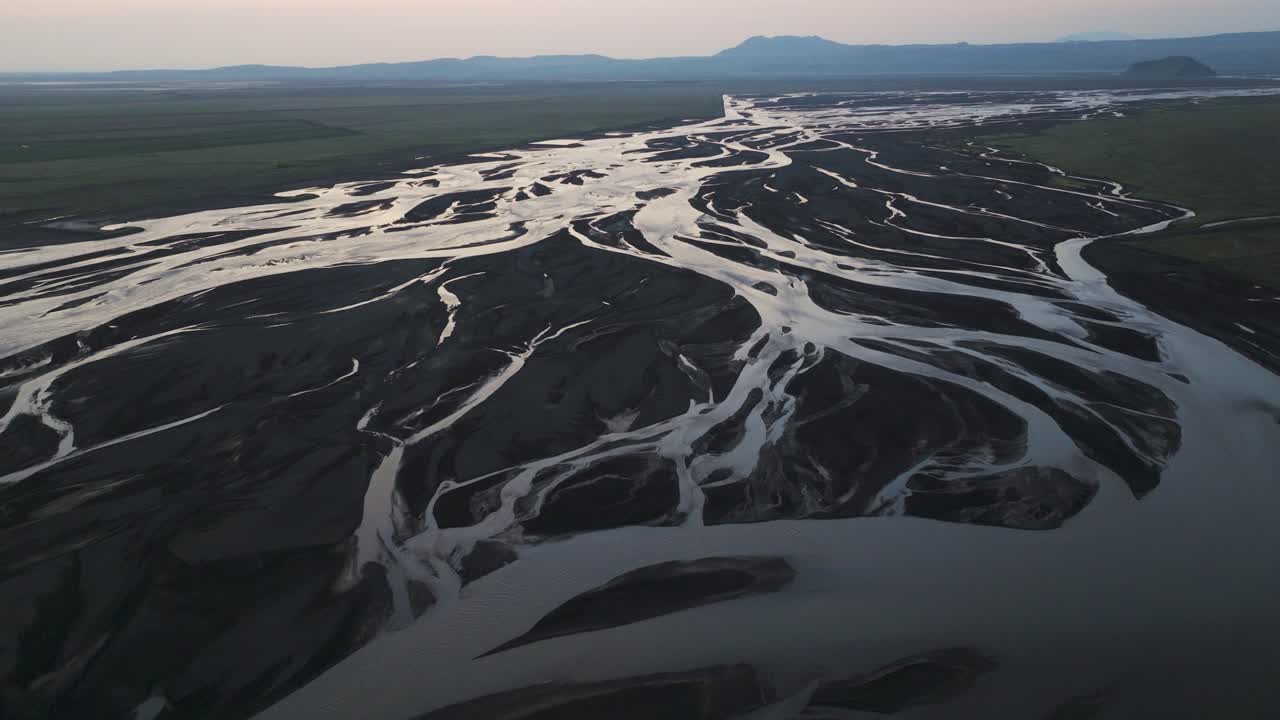 Glacial River in Iceland, Beautiful Nature Landscape, Aerial Drone Bird's Eye View from Above