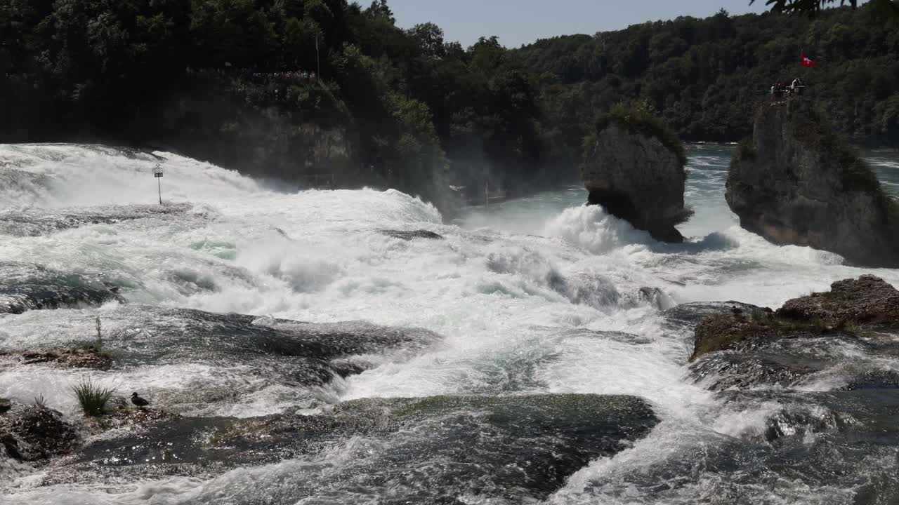 Rheinfall waterfall in Switzerland, pan right