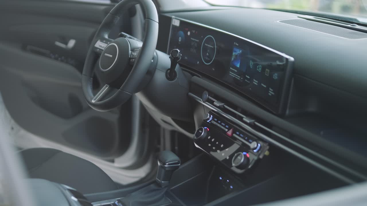 Car Interior with Modern Dashboard and Infotainment System