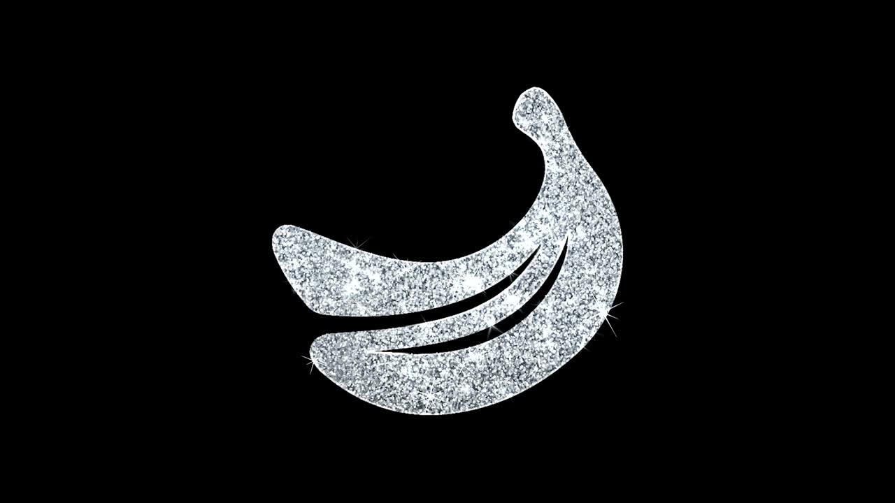 el icono de la falla del plátano brilla el bucle de brillo parpadeando partículas.