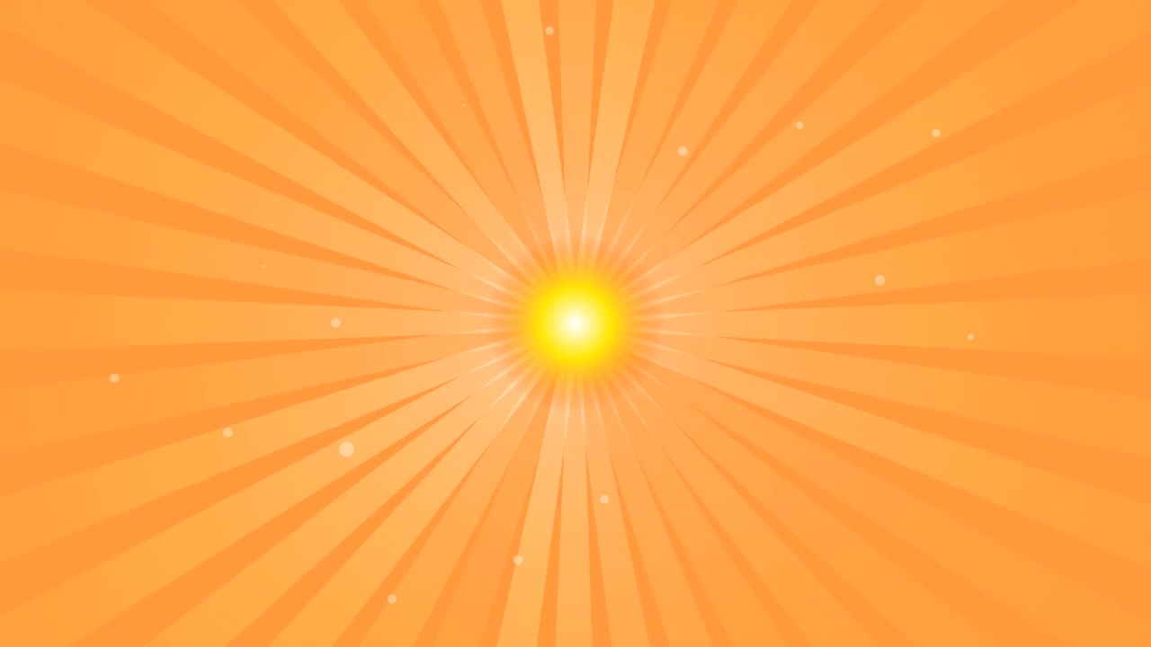 Abstract Orange Sunburst Background with Floating Particles