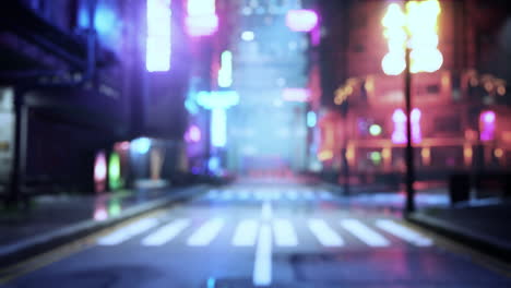 calle borrosa de neón de la ciudad cyberpunk por la noche