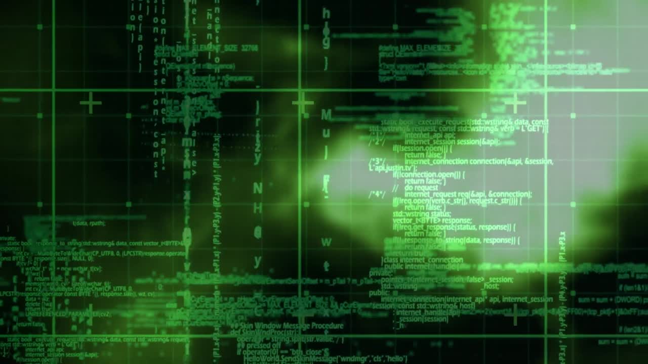 animation der digitalen datenverarbeitung über gitterhintergrund