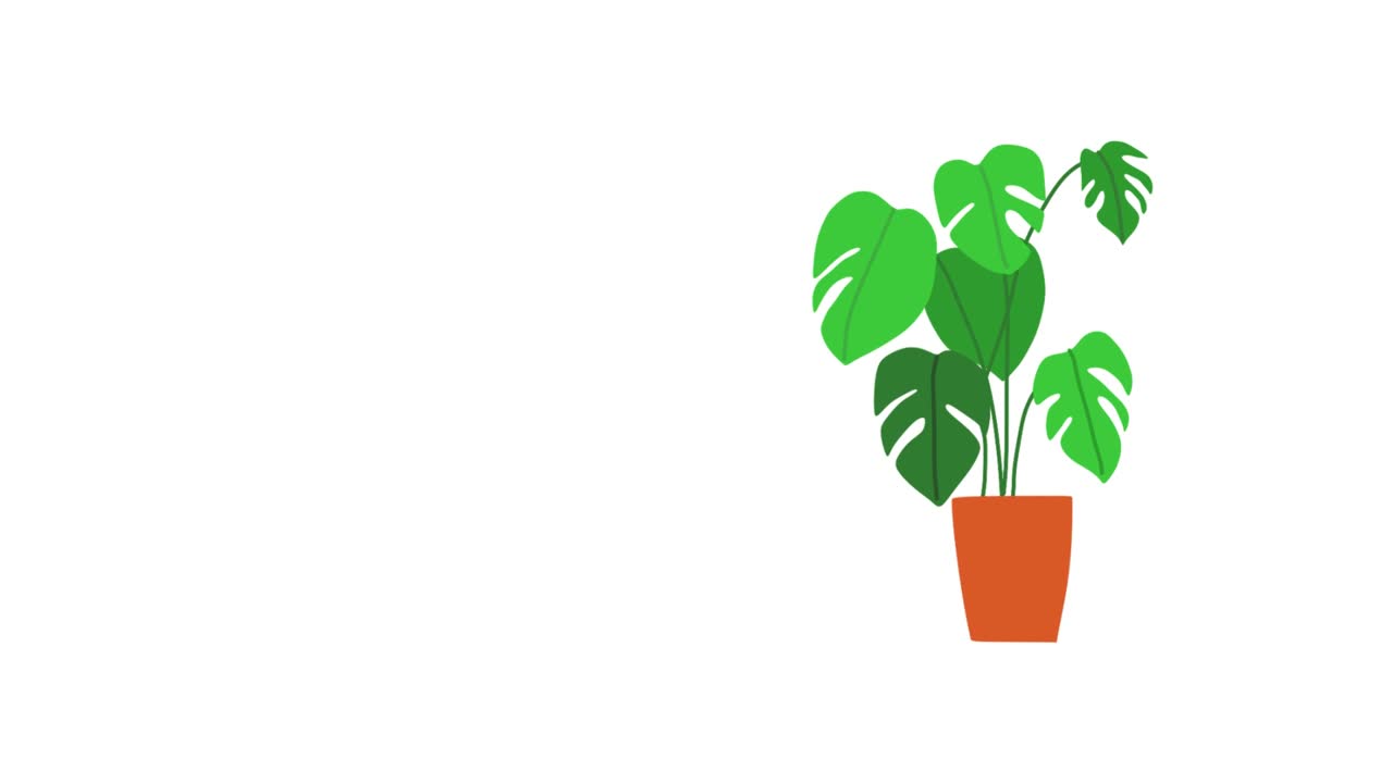 Animação simples de uma planta de interior aparecendo na tela
