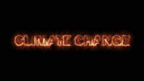 climate change text animation fire effect on black background - the earth is warming