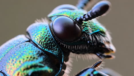 close-up macro shot of a vibrant iridescent insect