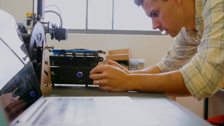 Mechanic using die machine on table 4k