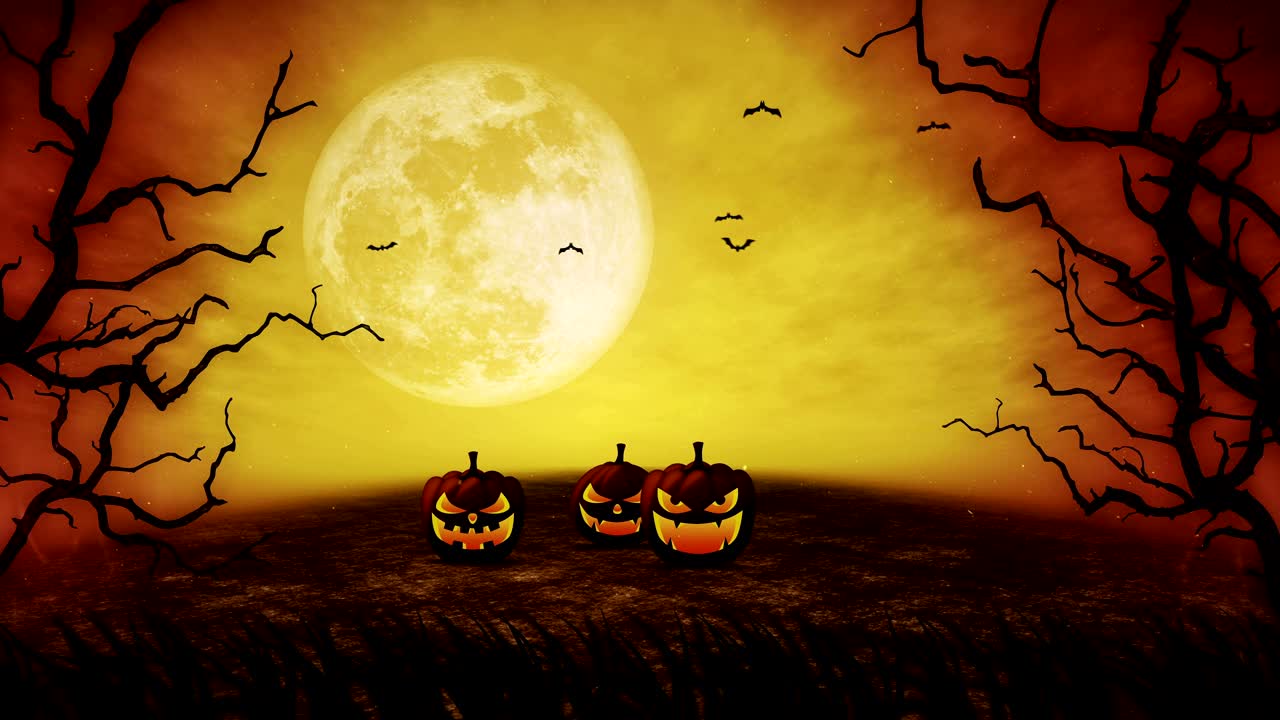 halloween cabeza de calabaza jack linterna, noche espeluznante, bucle