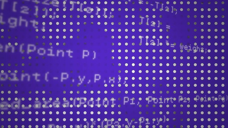 Data scrolling on purple background