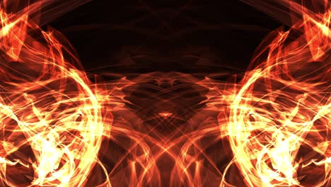 abstract background seamless loop dynamic symmetric fire flame energy plasma waves effect with space. 4k 3d rendering futuristic fractal fiery flame burn motion background.
