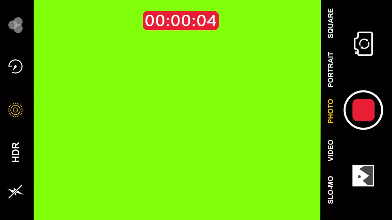Green screen The viewfinder of the video recording on the smartphone will start counting.