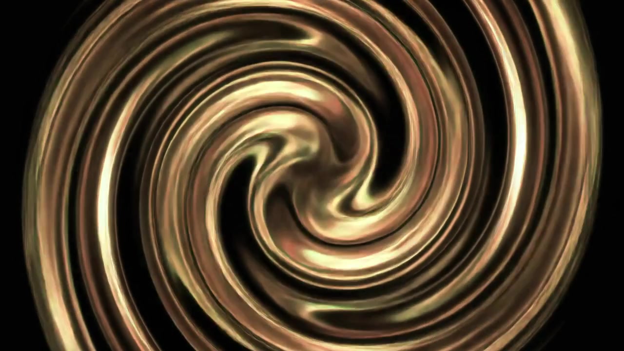 Grafica in movimento astratta a spirale dorata su sfondo nero