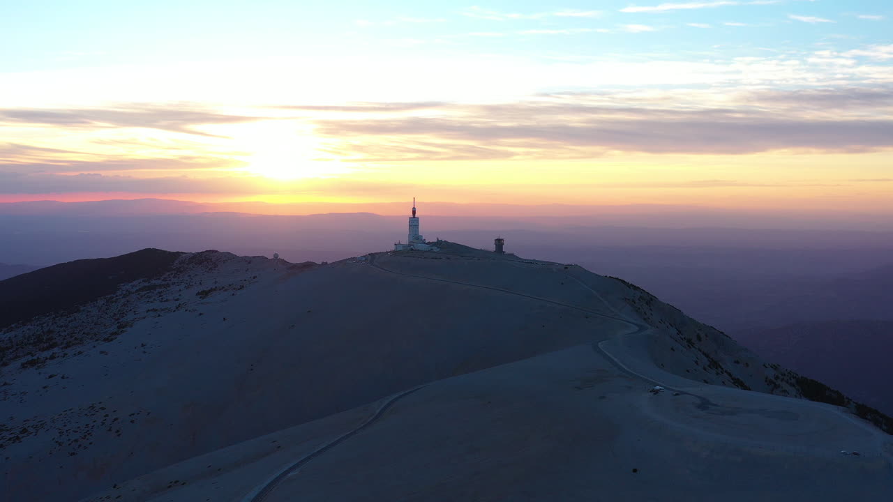 Antenna summit of the Mont Ventoux aerial sunset Tour de France cycling race