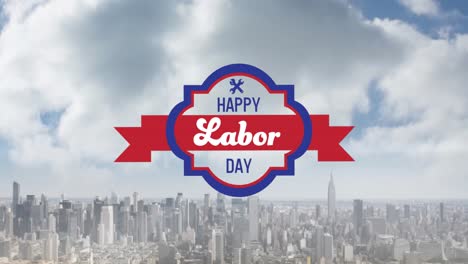 Animation-Des-Textes-„Happy-Labor-Day“-über-Dem-Stadtbild