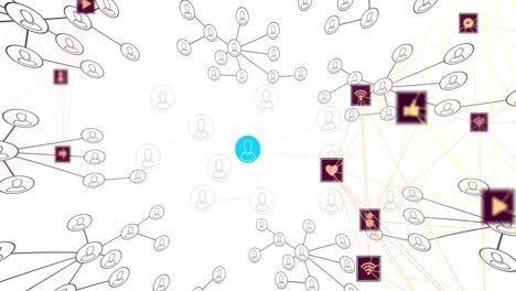 animation of network of connections with people icons over white background