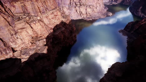 aerial view of a river in a canyon