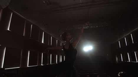 slow motion: close-up of the ballerina's legs in the pounts and smooth movement of the camera along the vertical axis. portrait of a ballerina