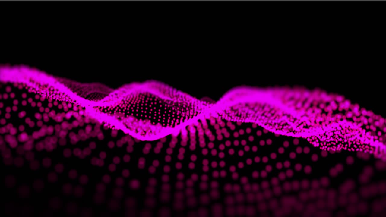 Pink digital wave moving against black background
