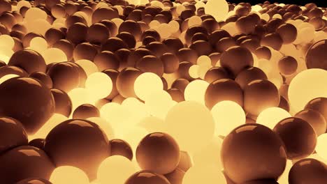 4k 3d animación de bucle sin costuras de hermosas esferas pequeñas y grandes o bolas cubren el plano como fondo geométrico abstracto simple. algunas esferas brillan. en un tono de color como sepia