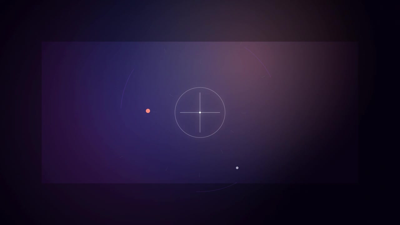 Abstract Motion Graphics with Orbiting Spheres and Central Crosshair