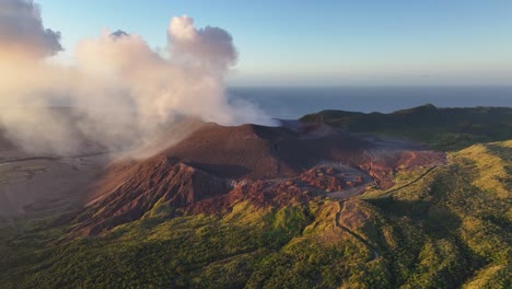 mount yasur, tanna island, vanuatu. beaty in nature, active volcano in pacific island. drone panoramic