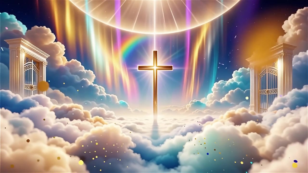 Christian Cross Heavenly Light Worship Background