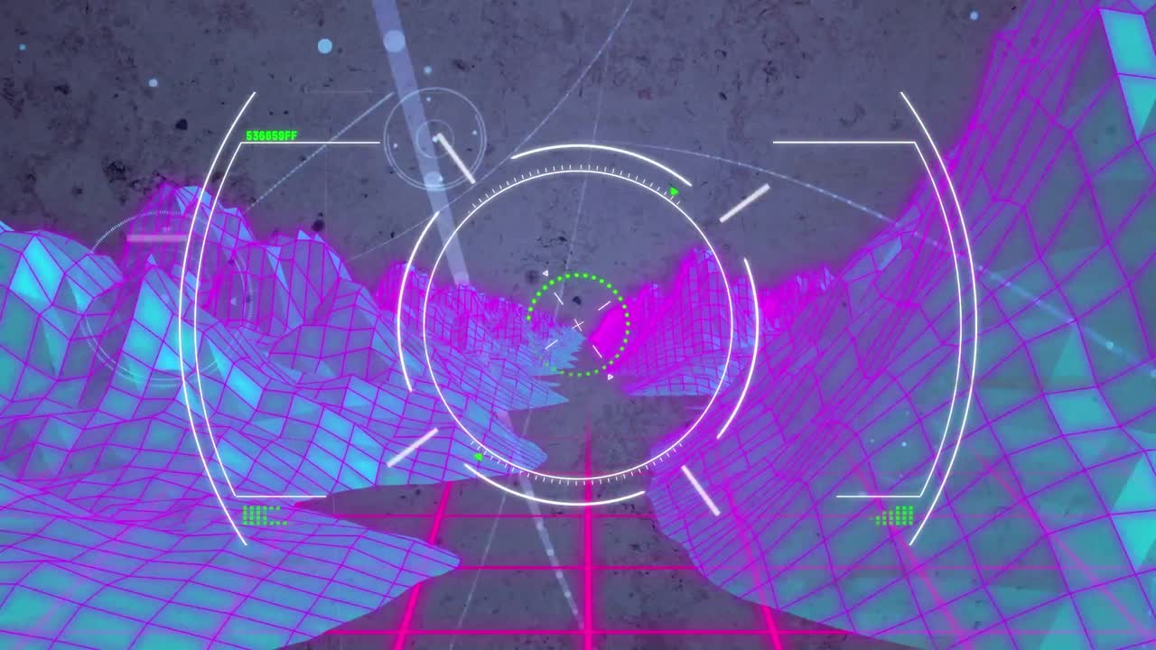 animación digital del escaneo de alcance a través de una red de conexiones contra estructuras de montaña 3d