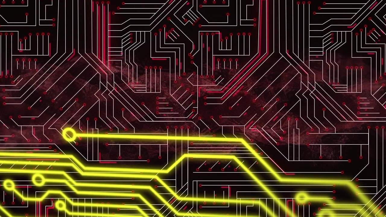 Animation of integrated circuit on black background
