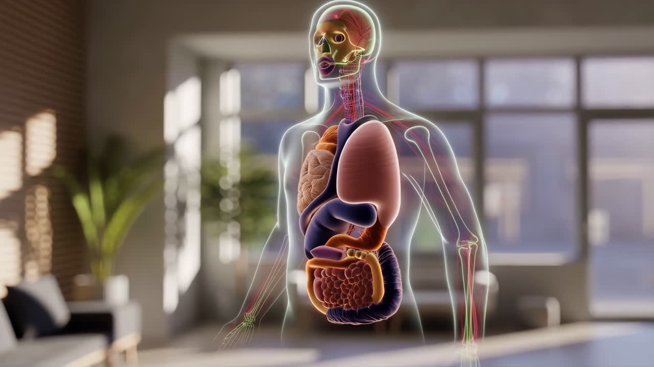3D Render of Human Anatomy with Internal Organs and Systems