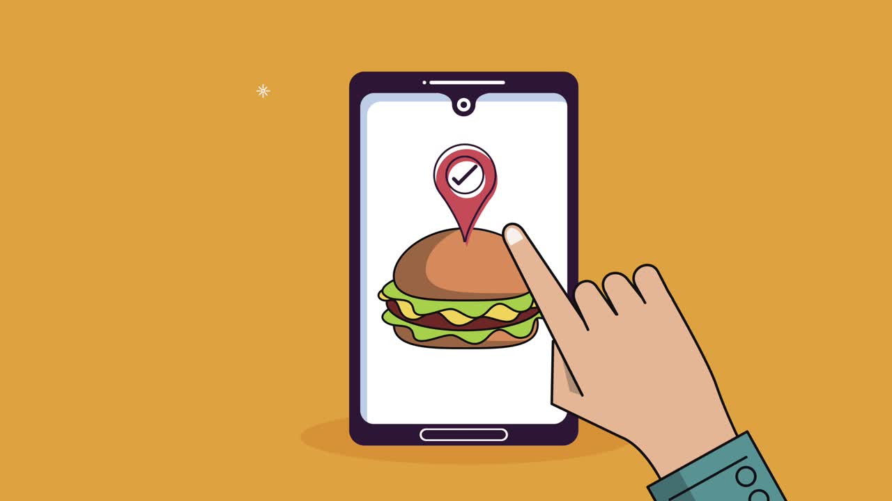 hamburguesa de entrega de alimentos en la tecnología de teléfonos inteligentes
