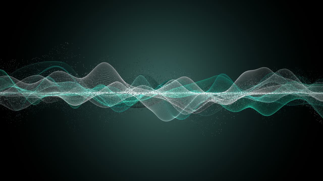 animación fantástica con objeto de onda de partículas en cámara lenta y espacio para texto, 4096x2304 bucle 4k