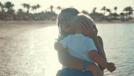 happy children spending summer time at beautiful sunny sea beach.