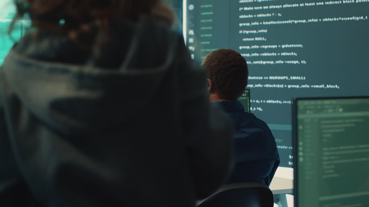 Cyber security experts team working on encryption and IT security