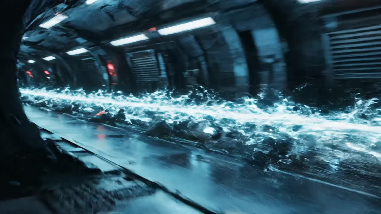Futuristic Sci-Fi Tunnel with Energy Stream