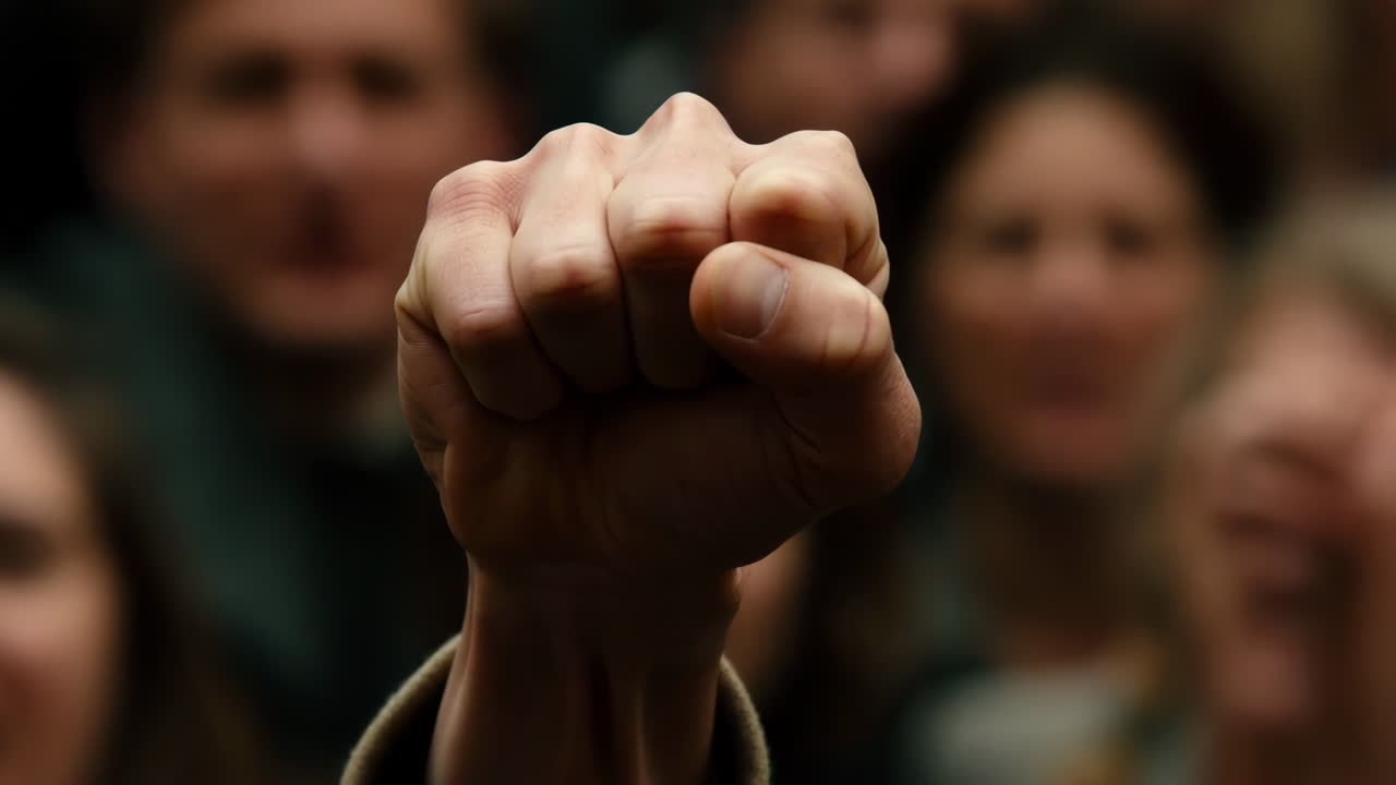 Raised Fist in a Crowd