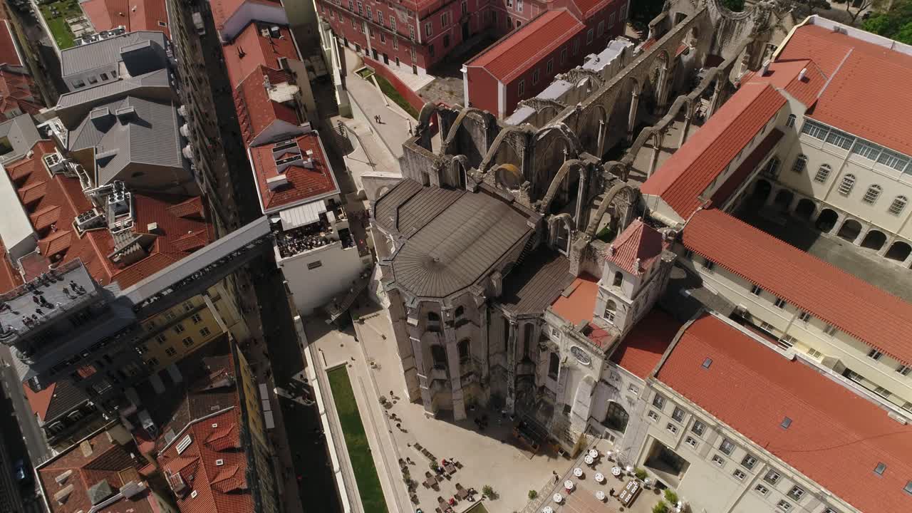 Convento do Carmo e città di Lisbona, Portogallo, veduta aerea